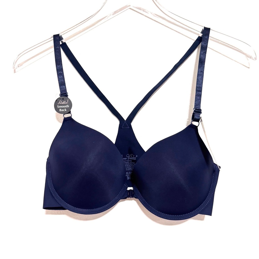 Prima Valentina Navy Blue Front Close Smooth Back Racerback Underwire Bra